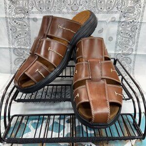 New Dexter Casual Slip On Sandal Brown Vegan Lightweight Mens Size 12